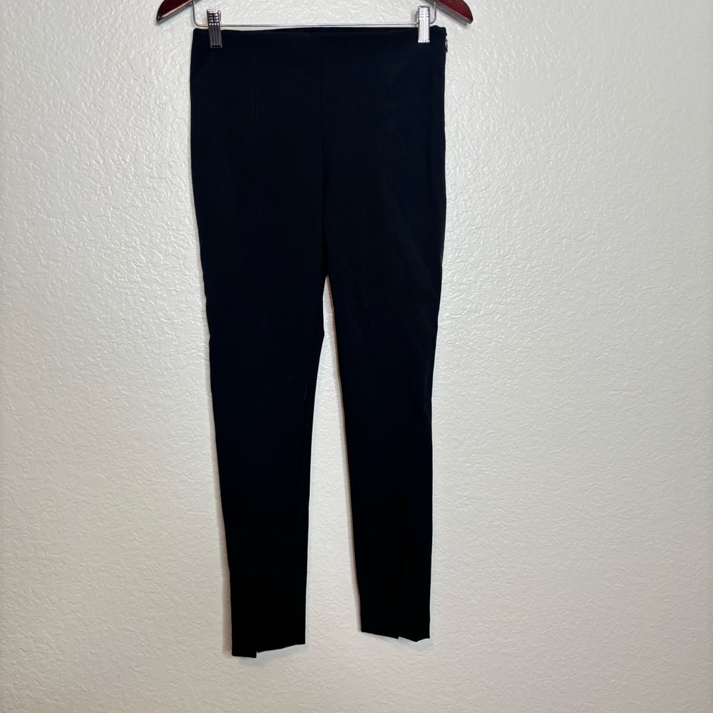 Theory Slit Stretch Scuba Kenett Black Legging Pants Size 4 - Picture 5 of 10